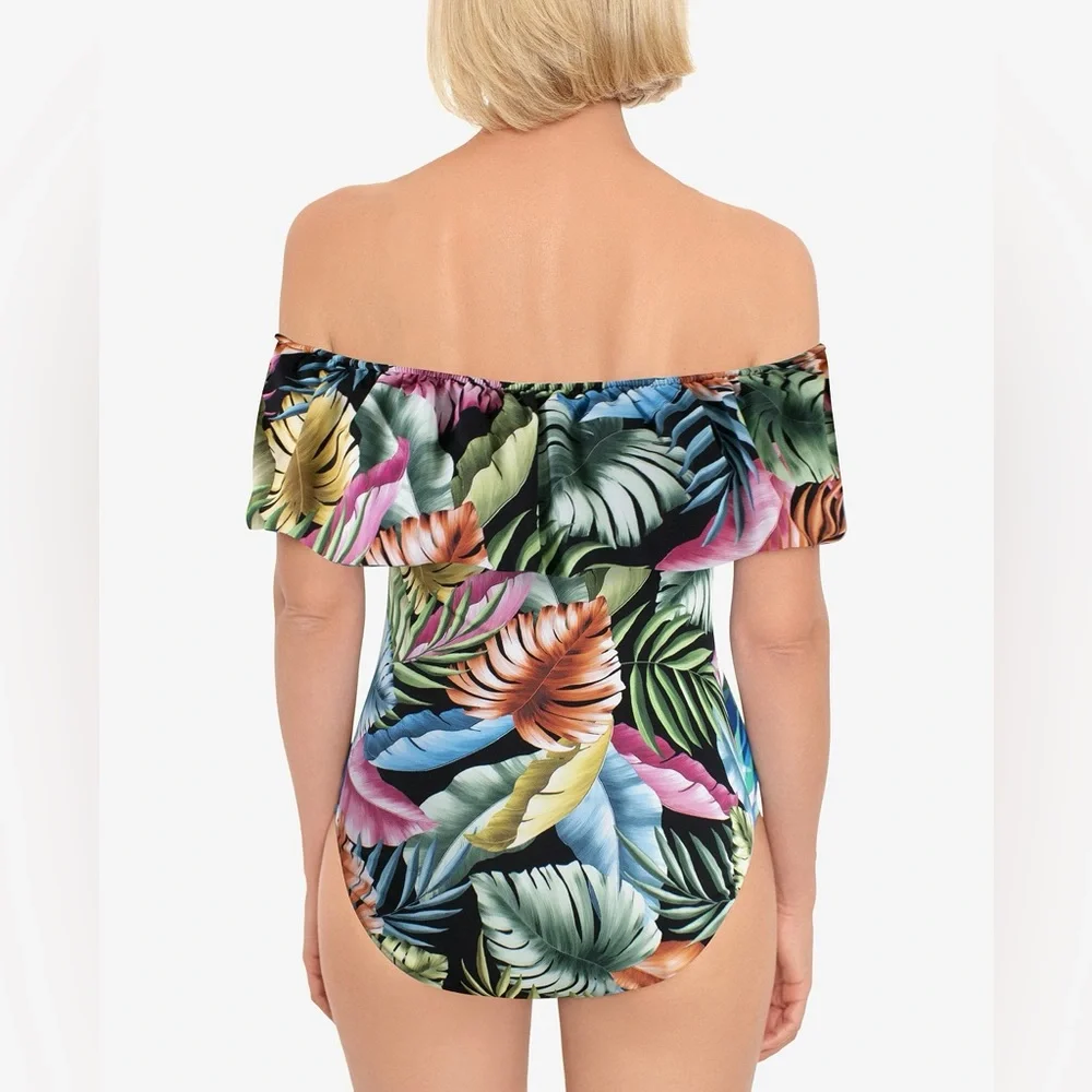 Swim Solutions Off Shoulder Tummy Control One Piece NWT 16 - Picture 2 of 12
